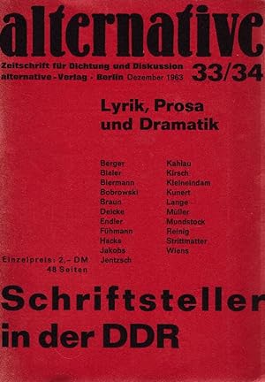 alternative - Zeitschrift für Dichtung und Diskussion. Bezember 1963, 6. Jahrg., Heft 33/34: Lyri...