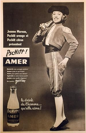 "PSCHITT AMER / Jeanne MOREAU" Annonce originale entoilée publiée par PARIS-MATCH (Années 50)