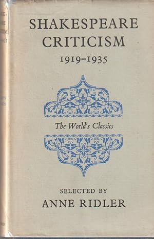 Immagine del venditore per SHAKESPEARE CRITICISM 1919-1935 venduto da The Old Bookshelf