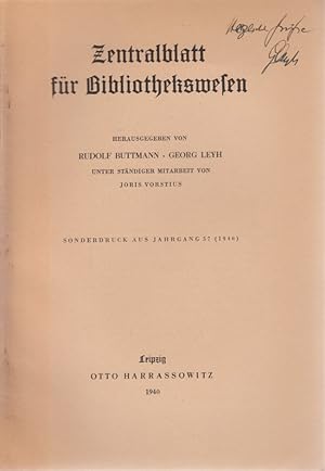 Randbemerkungen zu einem Bildniskatalog. [Aus: Zentralblatt für Bibliothekswesen, Jg. 57, 1940].