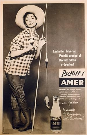 "PSCHITT AMER / Ludmilla TCHERINA" Annonce originale entoilée publiée par PARIS-MATCH (années 50)