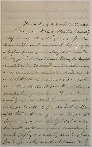 AUTOGRAPH LETTER, SIGNED, FROM UNION GENERAL McLEAN TO HIS WIFE WHILE IN THE FIELD ON SHERMAN'S M...