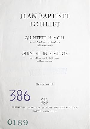 Quintett h -moll. Quintet in B Minor for Two Flutes, Two Treble Recorders and Basso Continuo.