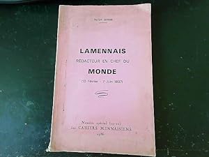 Bild des Verkufers fr Lamennais Redacteur En Chef Du Monde N 19-29 Des Cahiers Mennaisiens, 1986 zum Verkauf von JLG_livres anciens et modernes