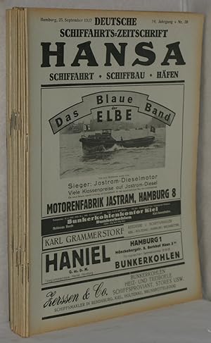 Hansa. Deutsche Schiffahrts-Zeitschrift. (Schiffahrtszeitschrift). Schiffahrt. Schiffbau. Häfen. ...