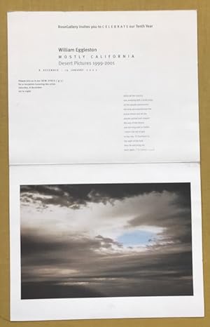 Seller image for William Eggleston. Mostly California. Desert Pictures 1999 - 2001. 8 December - 19 January 2002. for sale by Antiquariat Cassel & Lampe Gbr - Metropolis Books Berlin