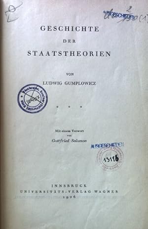 Imagen del vendedor de Geschichte und Staatstheorien; Ausgewhlte Werke; Band 1; a la venta por books4less (Versandantiquariat Petra Gros GmbH & Co. KG)