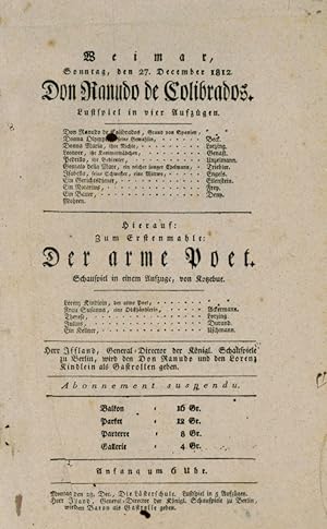 Collection of 3 theatre bills for Iffland's 1812 guest performance at Weimar.