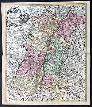 Imagen del vendedor de Landgraviatus Alsatiae tam Superioris quam Inferi(oris) cum utroque Marchionatu Badensi ut et tractu Herciniae Silvae." - Elsass Alsace Strasbourg Colmar Ensisheim Freiburg Breisgau Dambach Rhein Rhine riviere river Fluss gravure carte Karte map a la venta por Antiquariat Steffen Vlkel GmbH