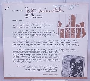 Seller image for A letter from Rubin Hurricane Carter [fundraising appeal] for sale by Bolerium Books Inc.