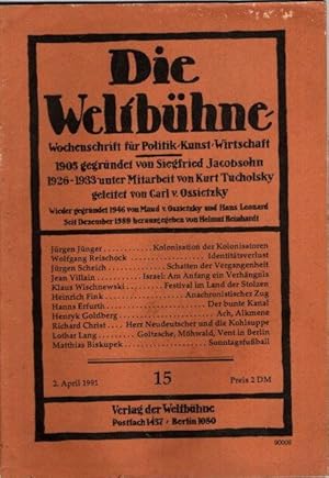 Die Weltbühne. Wochenschrift für Politik, Kunst, Wirtschaft. Jahrgang 1991 - Hefte 15-53 39 Hefte.