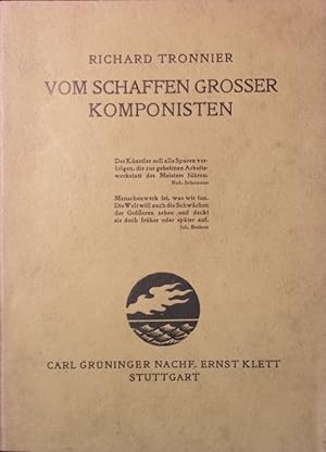 Imagen del vendedor de Vom Schaffen groer Komponisten. a la venta por Antiquariat Bookfarm