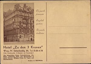 Ansichtskarte / Postkarte Wien 4. Wieden Österreich, Hotel Zu den 3 Kronen, Schleifmühlgasse 235 ...