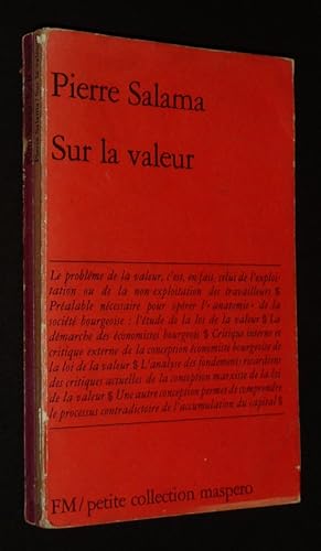 Imagen del vendedor de Sur la valeur : Elments pour une critique a la venta por Abraxas-libris