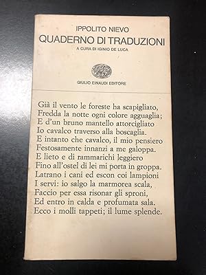 Nievo Ippolito. Quaderno di traduzioni. Einaudi 1964.