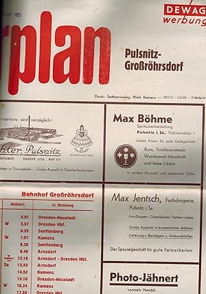 Aushang-Fahrplan Pulsnitz-Großröhrsdorf vom 30.Oktober 1951