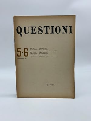 Questioni. Bimestrale di cultura n. 5-6, ottobre - dicembre 1954