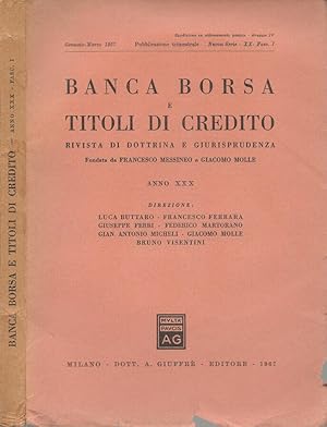 Seller image for Banca borsa e titoli di credito 1967-XX- Fasc.I Rivista di dottrina e giurisprudenza for sale by Biblioteca di Babele