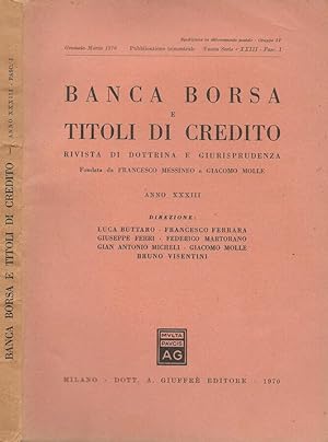 Seller image for Banca borsa e titoli di credito 1970-XXIII- Fasc.I Rivista di dottrina e giurisprudenza for sale by Biblioteca di Babele