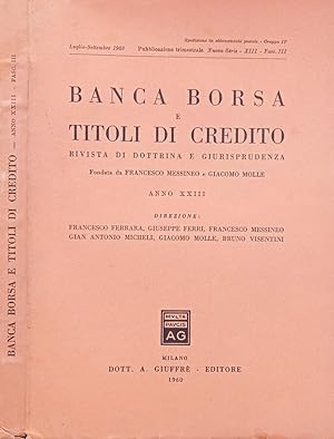 Immagine del venditore per Banca borsa e titoli di credito 1960-XIII-Fasc.III Rivista di dottrina e giurisprudenza venduto da Biblioteca di Babele