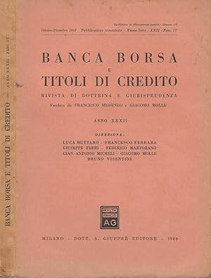 Seller image for Banca borsa e titoli di credito 1969-XXII- Fasc.IV Rivista di dottrina e giurisprudenza for sale by Biblioteca di Babele
