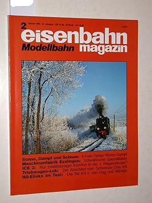 Seller image for Eisenbahn Magazin Modellbahn Heft 2/1996 Februar, 34. Jahrgang: Sonne, Dampf und Schnee; Maschinenfabrik Esslingen;. ICE 2: Nur zweitklassiger Komfort in der 1. Wagenklasse? Triebwagen-Lok: Der Abschied vom Schweizer Dze 6/6. H0-Elloks im Test: Die Re 4/4 II von Hag und Mrklin u.a. Offizielles Organ des Bundesverbandes deutscher Eisenbahn-Freunde e.V. for sale by Versandantiquariat Kerstin Daras