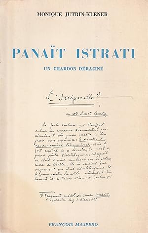 Bild des Verkufers fr Panait Istrati, un chardon d  racin  ,   crivan francais, conteur roumain zum Verkauf von Messinissa libri