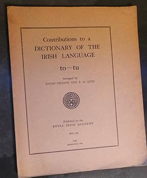 Image du vendeur pour Contribution to a Dictionary of the Irish Language Collection to - tu mis en vente par Thistle and Heather Books