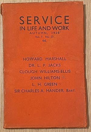 Service in Life and Work; Autumn 1938