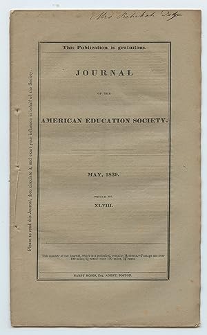 Bild des Verkufers fr Journal of the American Education Society May 1839 zum Verkauf von Attic Books (ABAC, ILAB)