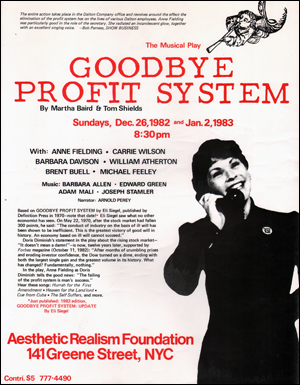 Imagen del vendedor de Goodbye Profit System : The Musical Play a la venta por Specific Object / David Platzker