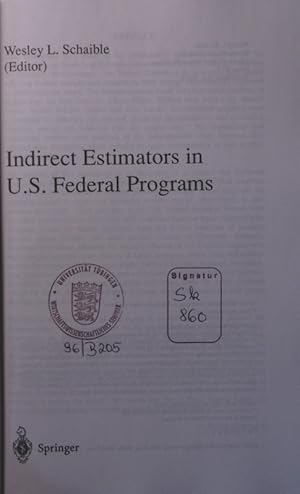 Seller image for Indirect estimators in U.S. federal programs for sale by Antiquariat Bookfarm