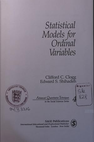 Bild des Verkufers fr Statistical models for ordinal variables zum Verkauf von Antiquariat Bookfarm