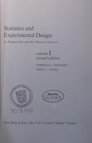 Bild des Verkufers fr Statistics and experimental design in engineering and the physical sciences. - 1. zum Verkauf von Antiquariat Bookfarm