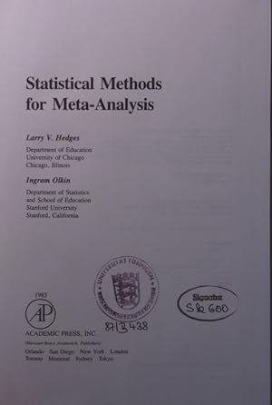 Seller image for Statistical methods for meta-analysis for sale by Antiquariat Bookfarm