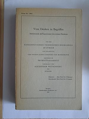 Seller image for Vom Denken in Begriffen : Mathematik als Experiment des reinen Denkens for sale by Expatriate Bookshop of Denmark
