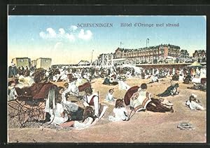 Ansichtskarte Scheveningen, Hotel d'Orange met strand