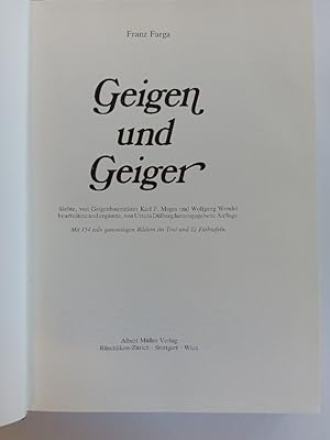 Image du vendeur pour Geigen und Geiger. Franz Farga mis en vente par Antiquariat Mander Quell
