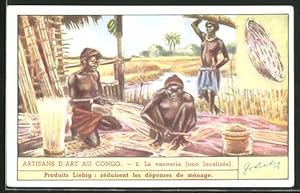 Image du vendeur pour Sammelbild Liebig, Serie: Artisans d'Art au Congo, No. 2, la vannerie, non localise mis en vente par Bartko-Reher