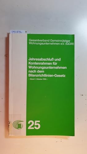 Jahresabschluß und Kontenrahmen für Wohnungsunternehmen nach dem Bilanzrichtlinien-Gesetz.