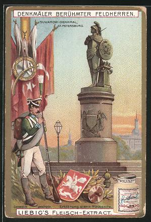 Seller image for Sammelbild Liebig, Denkmler berhmter Feldherren: Suwarow-Denkmal in St. Petersburg for sale by Bartko-Reher