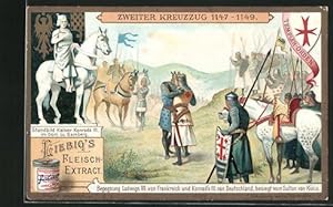 Bild des Verkufers fr Sammelbild Liebig, Serie: 2. Kreuzzug 1147-1149, Besegnung Ludwigs VII. und Konrad's III zum Verkauf von Bartko-Reher