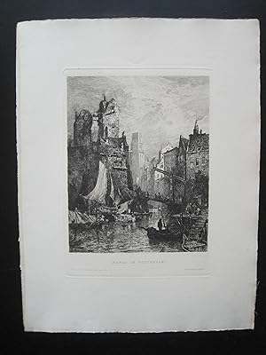 Bild des Verkufers fr Kanal in Rotterdam" Radierung, Motiv: 22,5 x 18 cm; Blatt: 40,5 x 31 cm, im unteren weien Rand minimal stockfleckig, sonst gutes Blatt. zum Verkauf von Antiquariat Schleifer