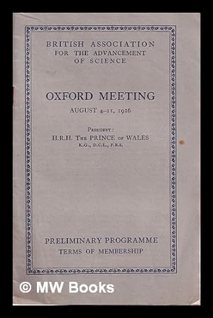 Image du vendeur pour British Association for the Advancement of Science: report of the ninety-fourth meeting (ninety-sixth year) Oxford - 1926 August 4-11 mis en vente par MW Books Ltd.