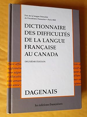 Seller image for Dictionnaire des difficults de la langue franaise au Canada, deuxime dition for sale by Claudine Bouvier