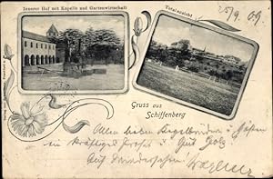 Ansichtskarte / Postkarte Gießen an der Lahn, Kloster Schiffenberg, Gesamtansicht, Innerer Hof, K...