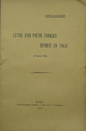 Lettre d'un prêtre français déporté en Italie (13 Août 1794)