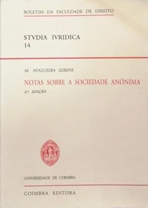 Bild des Verkufers fr NOTAS SOBRE A SOCIEDADE ANNIMA [2 EDIO]. zum Verkauf von Livraria Castro e Silva