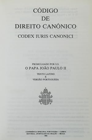 CÓDIGO DE DIREITO CANÓNICO. CODEX IURIS CANONICI.
