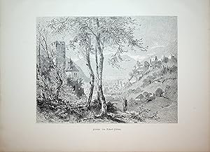 Kärnten, Friesach Gesamtansicht, Ansicht ca. 1880 originale Druckgrafik